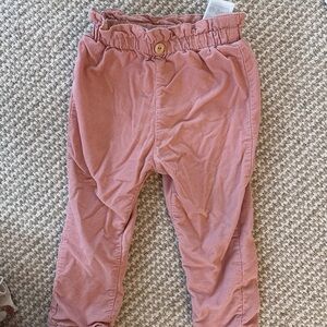 H&M Dusty Rose Paperbag Waist Corduroy Pants